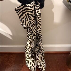 Zebra Print Faux Fur Boots